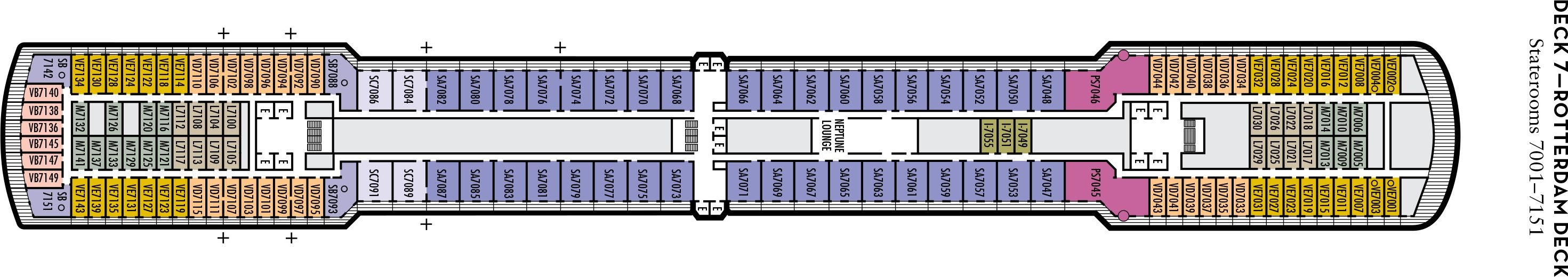 Планы палуб Oosterdam: Палуба 7 Rotterdam