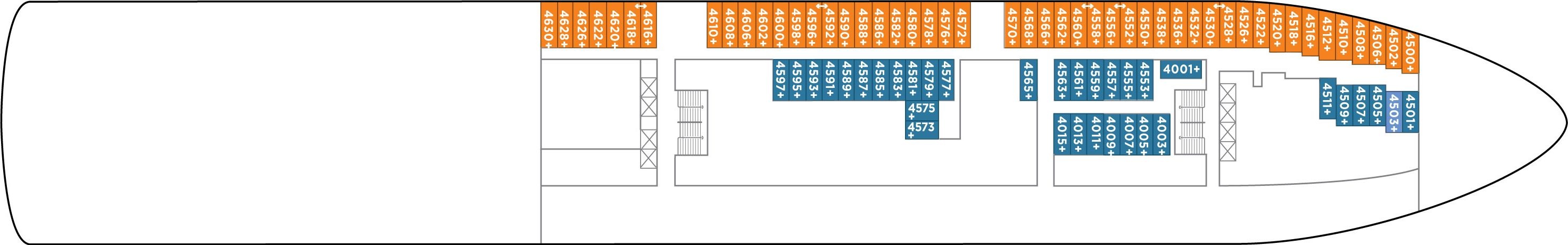 Планы палуб Norwegian Star: Палуба 4