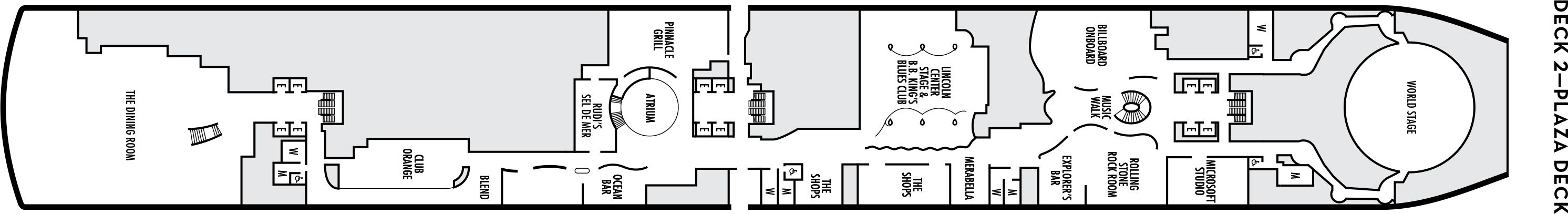 Планы палуб Koningsdam: Палуба 2 Plaza