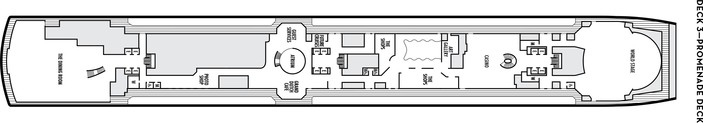 Планы палуб Koningsdam: Палуба 3 Promenade