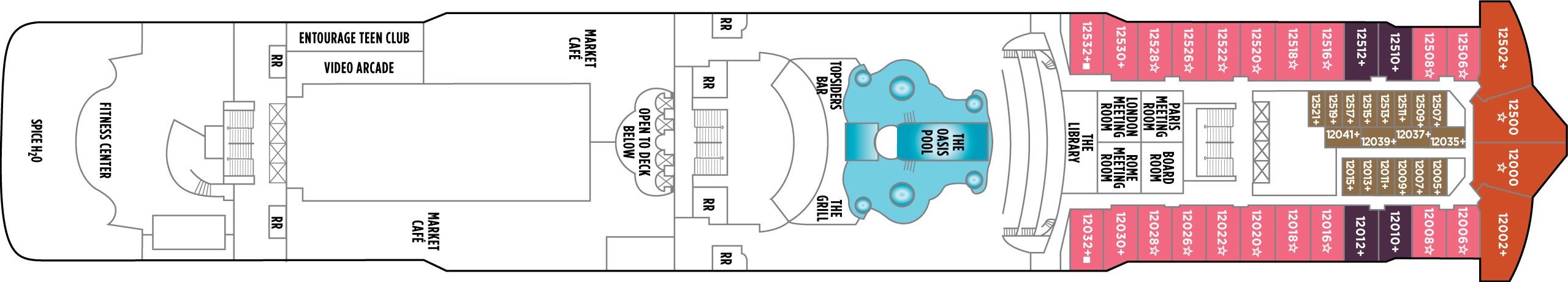 Планы палуб Norwegian Star: Палуба 12