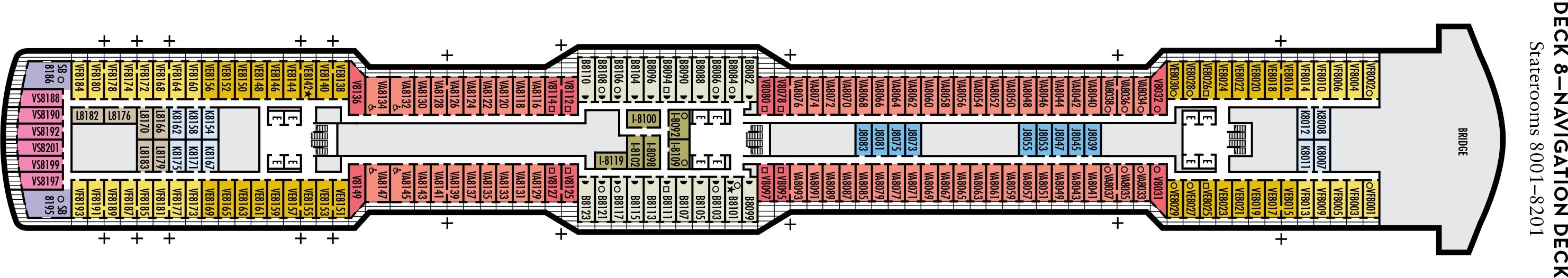 Планы палуб Koningsdam: Палуба 8 Navigation