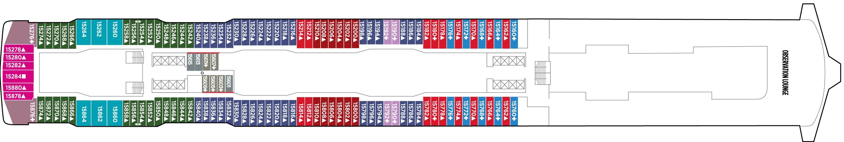 Планы палуб Norwegian Encore: Палуба 15
