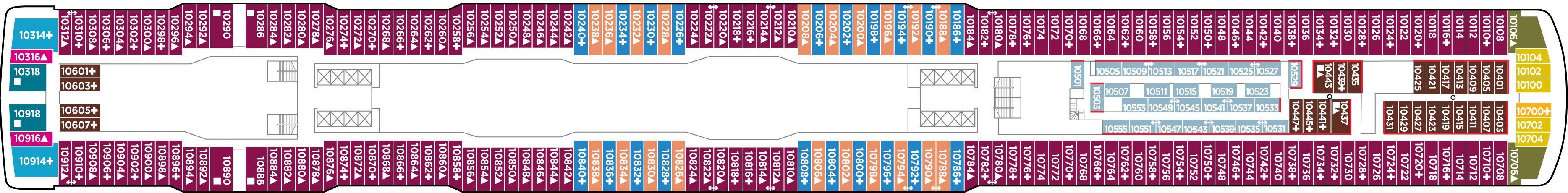 Планы палуб Norwegian Encore: Палуба 10