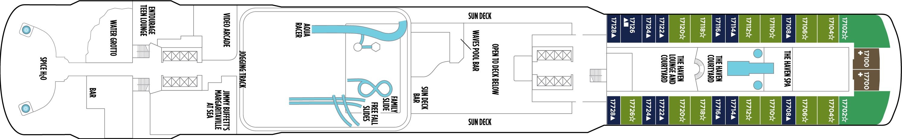 Планы палуб Norwegian Escape: Палуба 17