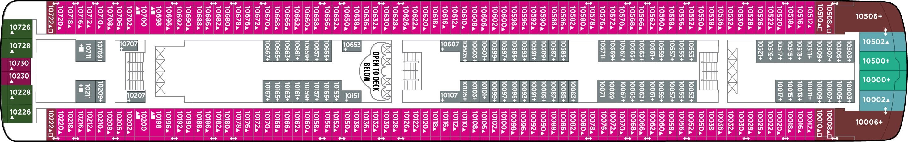 Планы палуб Norwegian Star: Палуба 10