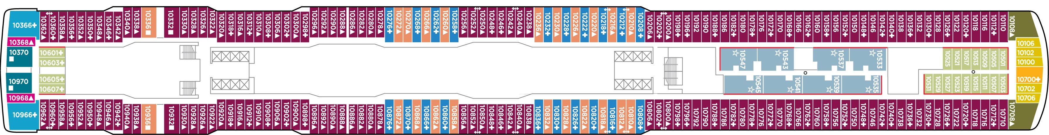 Планы палуб Norwegian Joy: Палуба 10