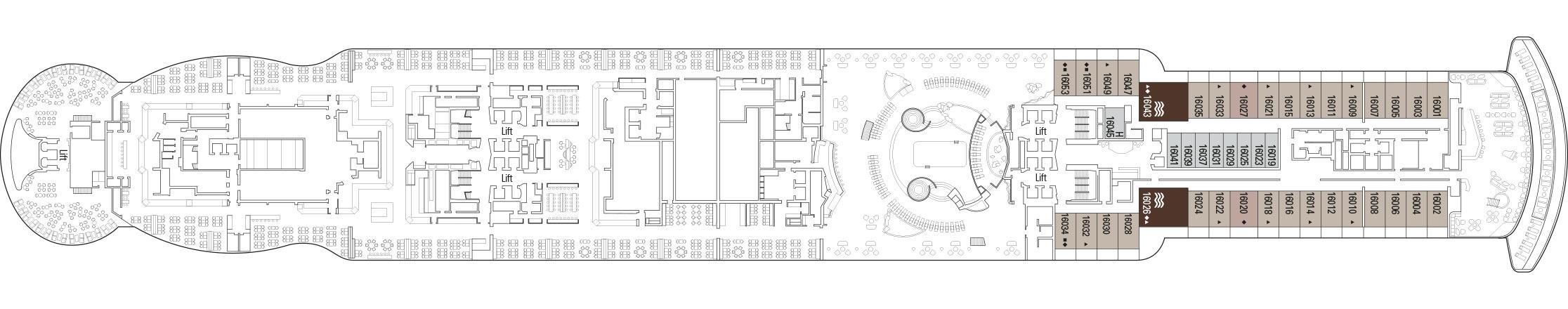Планы палуб MSC Seashore: Палуба 16