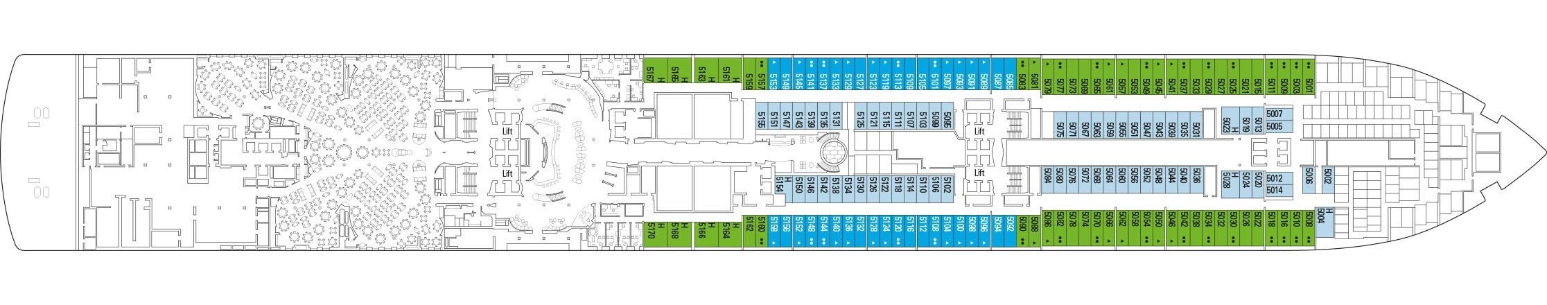 Планы палуб MSC Seashore: Палуба 5
