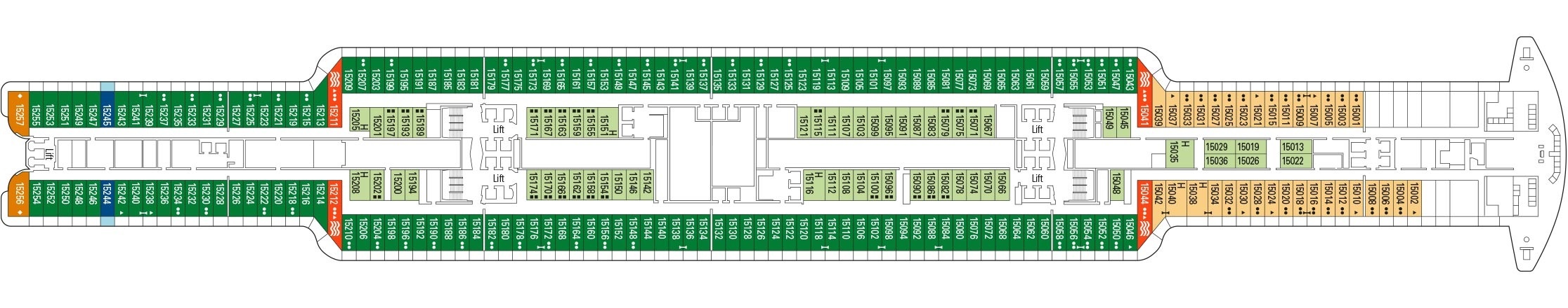 Планы палуб MSC Seashore: Палуба 15