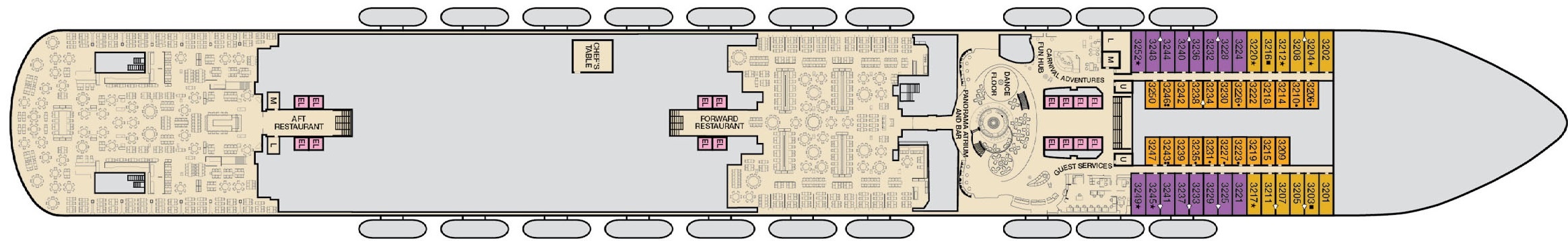 Планы палуб Carnival Panorama: Палуба 3