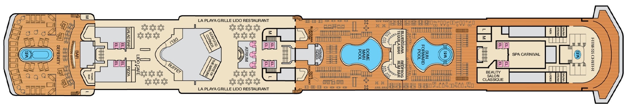 Планы палуб Carnival Spirit: Палуба 9