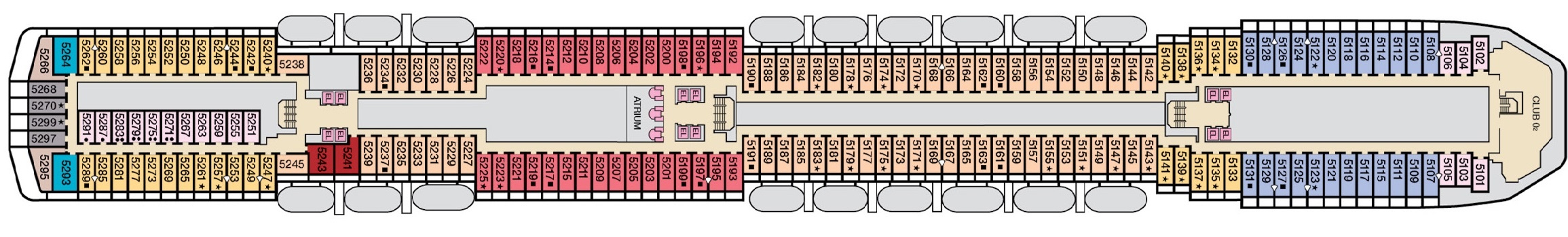 Планы палуб Carnival Spirit: Палуба 5