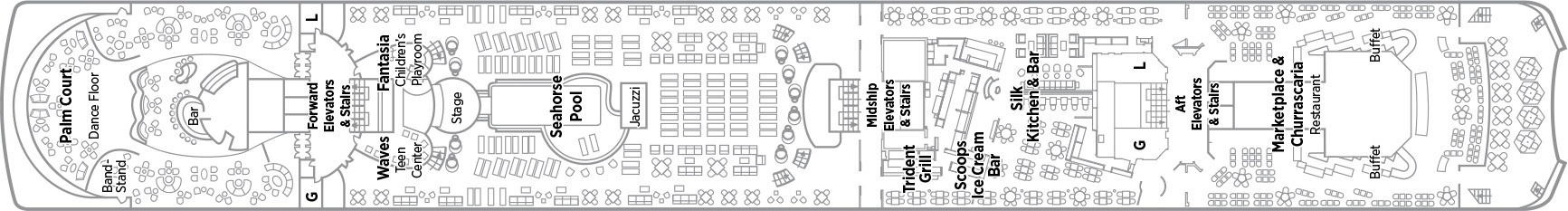 Планы палуб Crystal Symphony: Палуба 11 - Lido