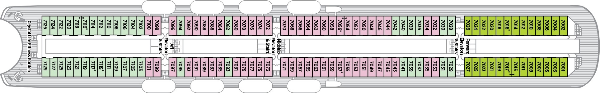 Планы палуб Crystal Symphony: Палуба 7 - Promenade