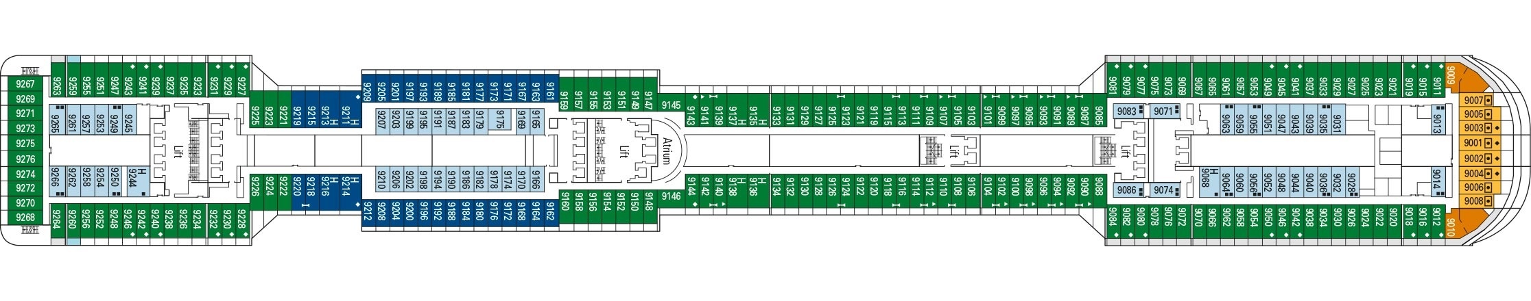 Планы палуб MSC Preziosa: Палуба 9 - Agata