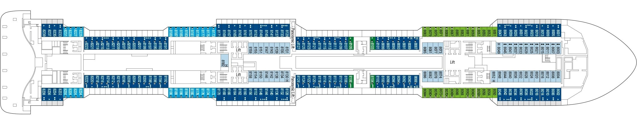 Планы палуб MSC Bellissima: Палуба 8