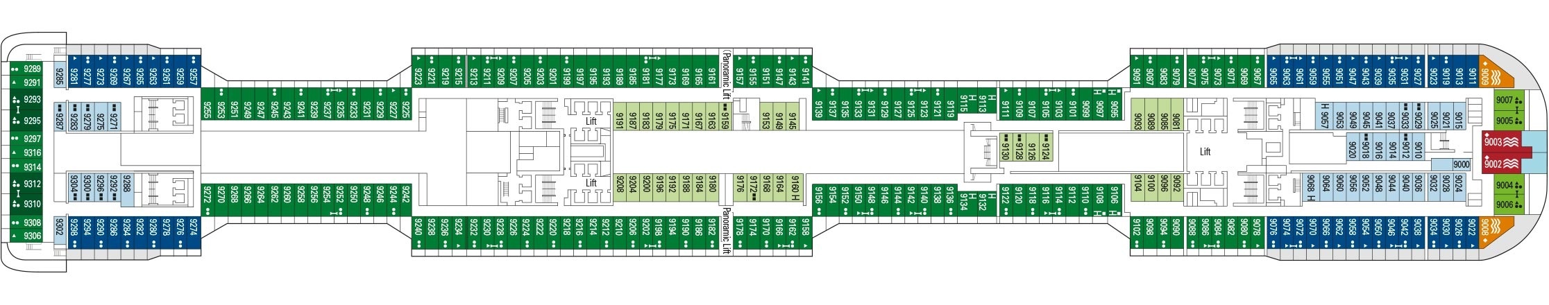 Планы палуб MSC Grandiosa: Палуба 9