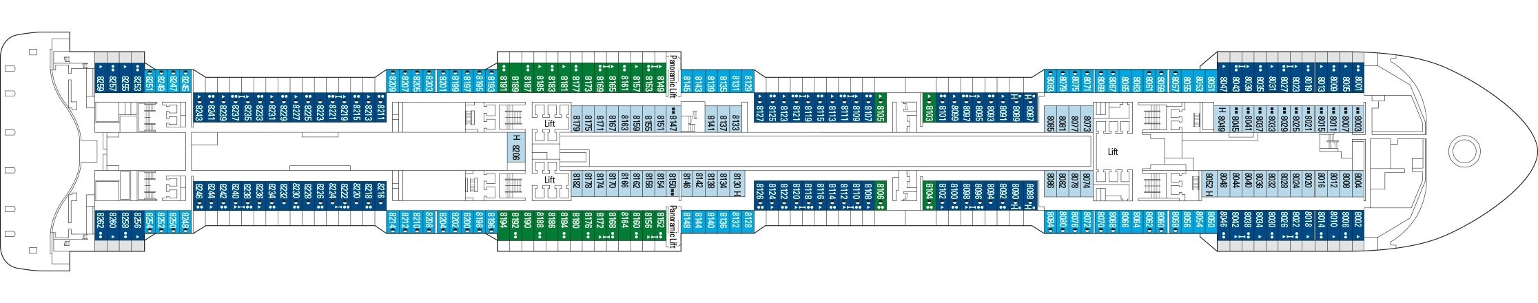 Планы палуб MSC Grandiosa: Палуба 8