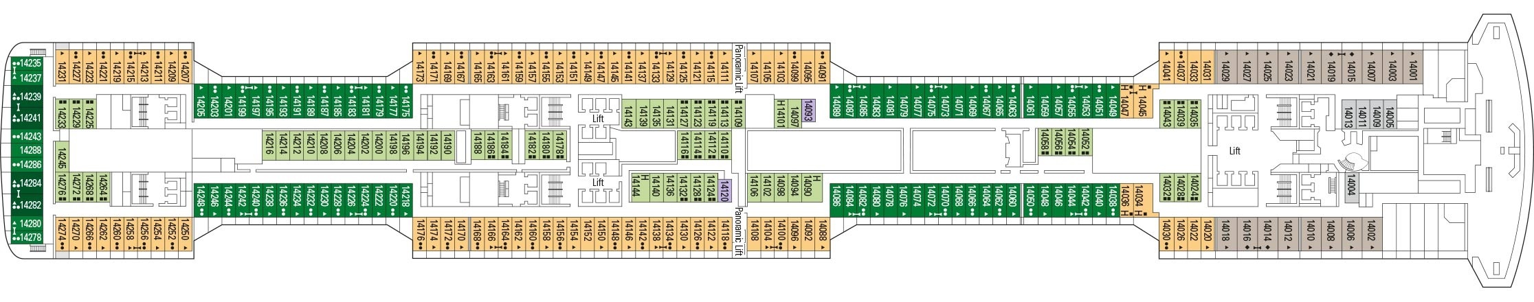 Планы палуб MSC Grandiosa: Палуба 14
