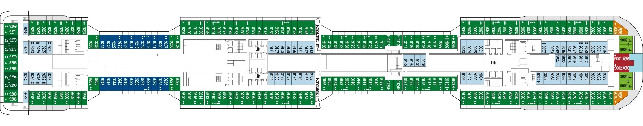 Планы палуб MSC Bellissima: Палуба 9