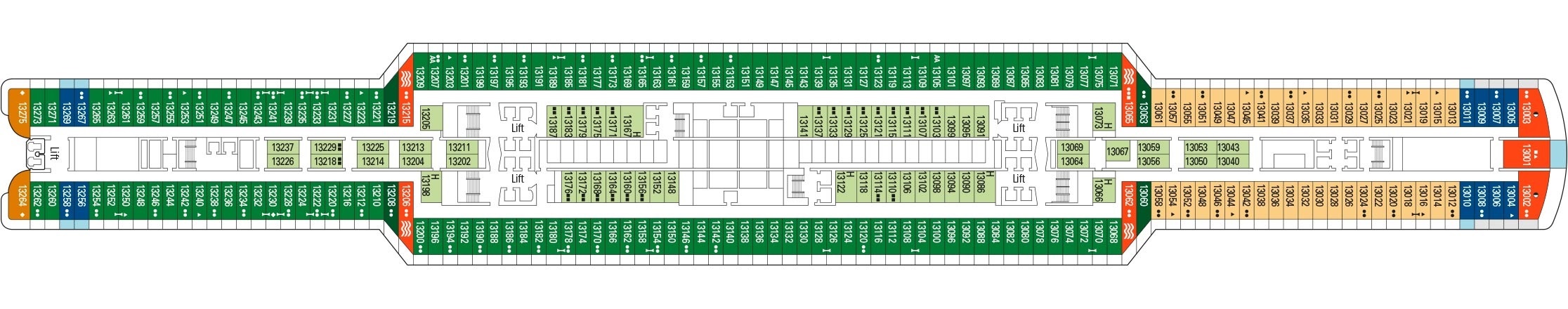 Планы палуб MSC Seaview: Палуба 13