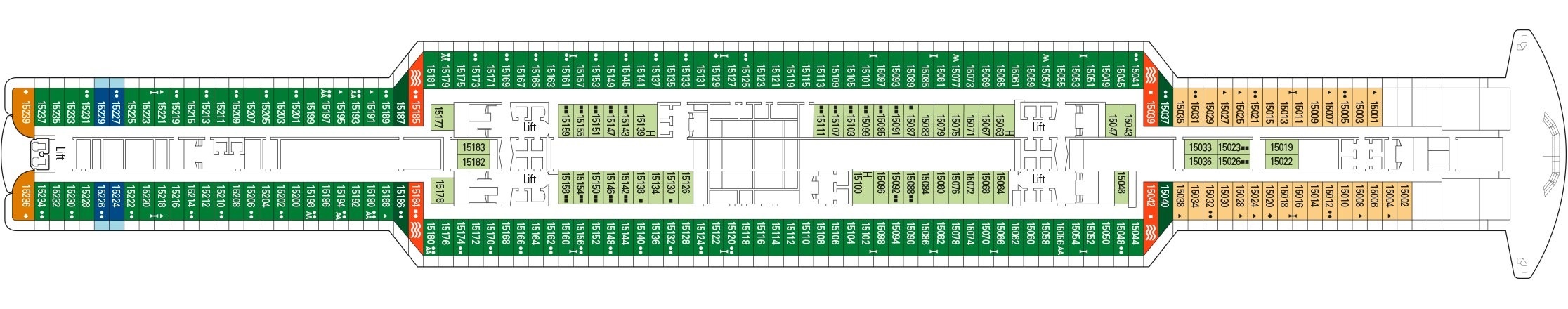Планы палуб MSC Seaview: Палуба 15