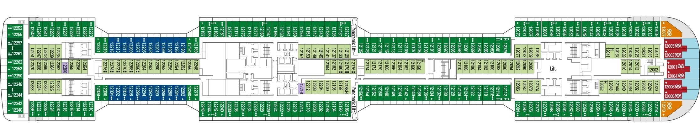 Планы палуб MSC Bellissima: Палуба 12