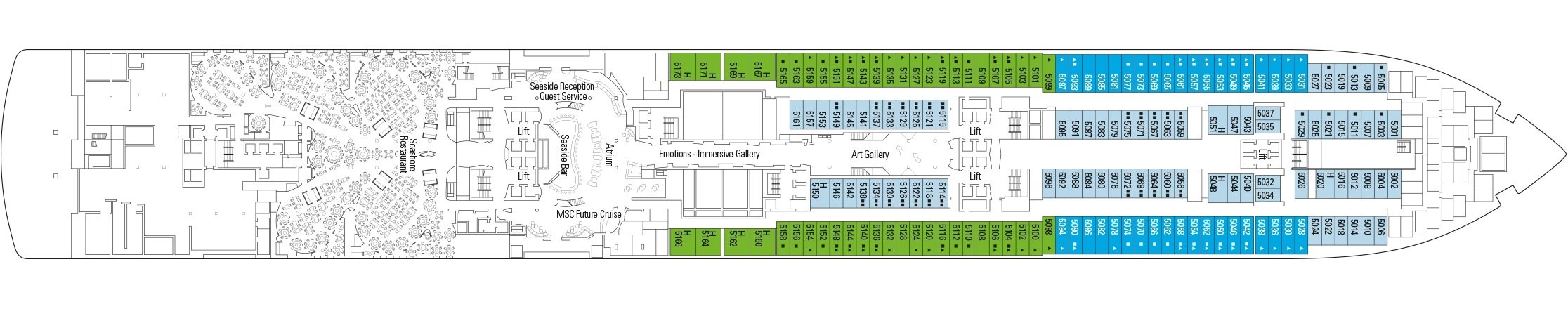 Планы палуб MSC Seaside: Палуба 5 - Cape Cod