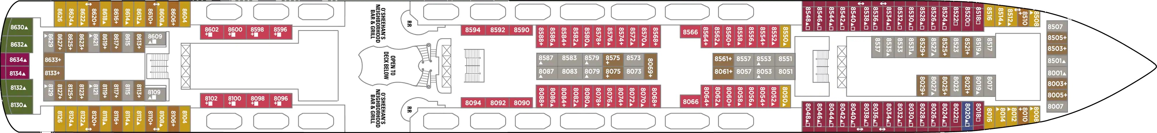 Планы палуб Norwegian Jewel: Палуба 8