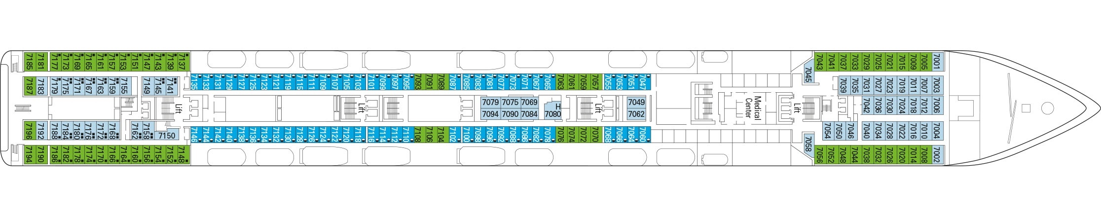 Планы палуб MSC Lirica: Палуба 7 - Scarlatti