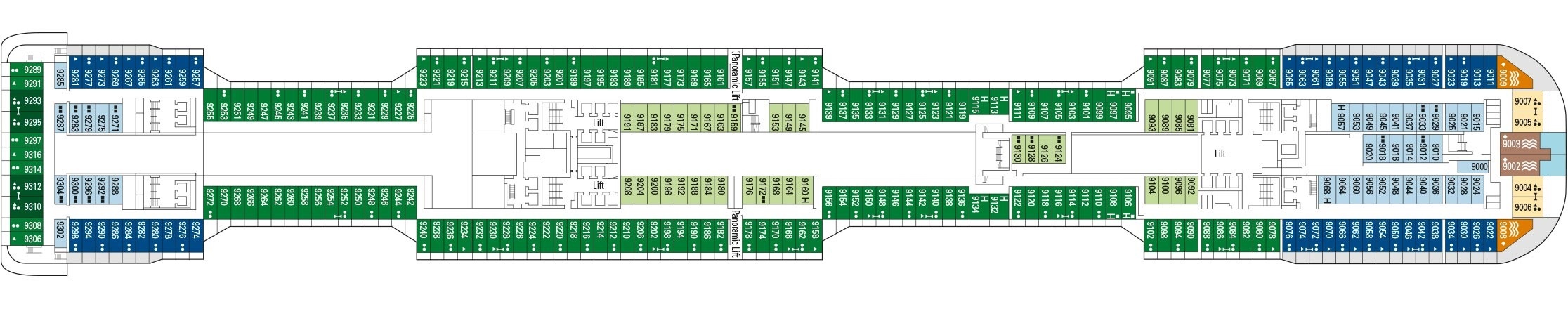 Планы палуб MSC Virtuosa: Палуба 9