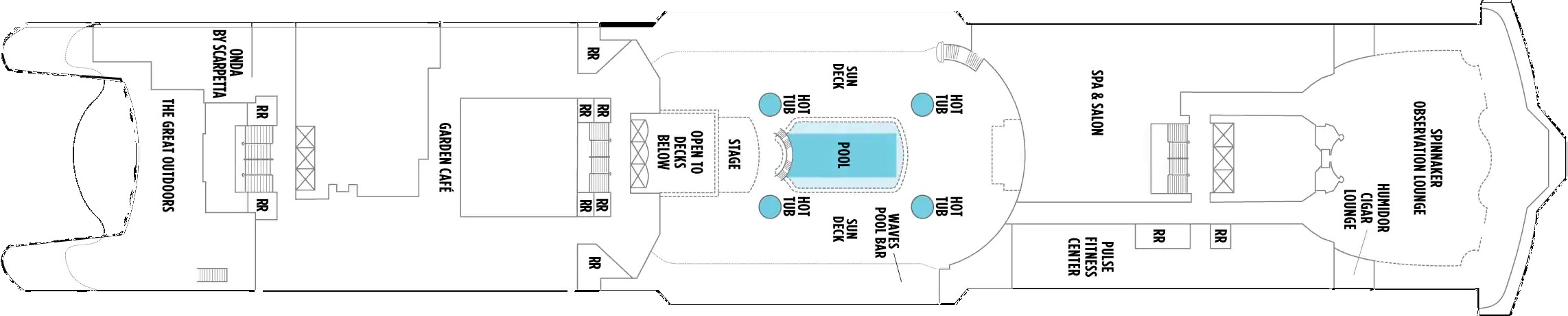 Планы палуб Norwegian Spirit: Палуба 12