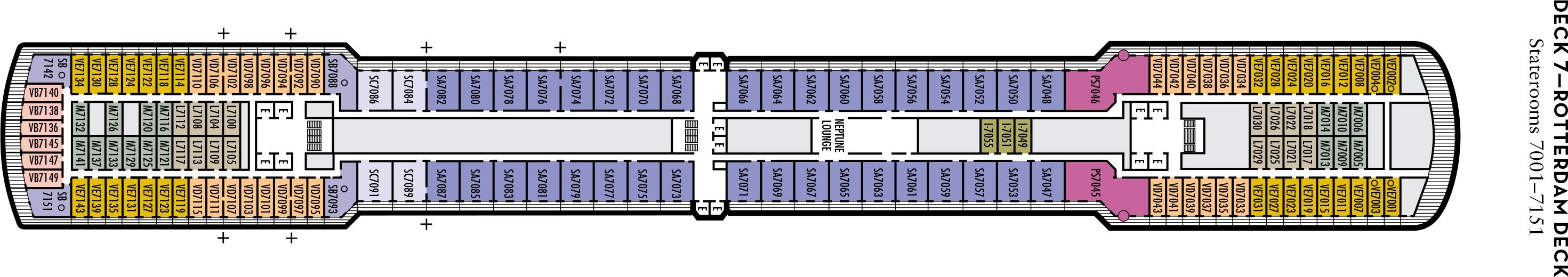 Планы палуб Zuiderdam: Палуба 6 Upper Verandah