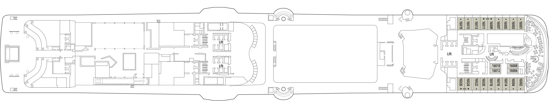 Планы палуб MSC Euribia: Палуба 16