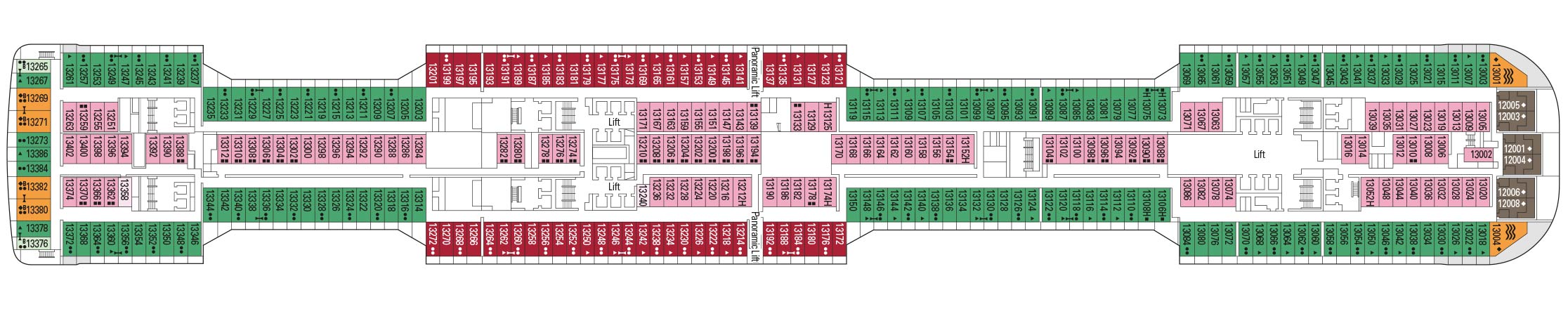 Планы палуб MSC Grandiosa: Палуба 13