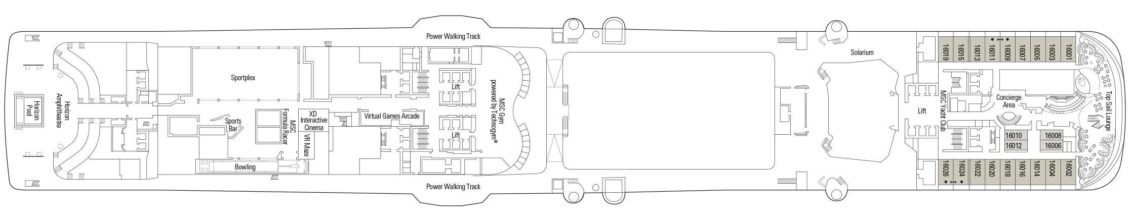 Планы палуб MSC Grandiosa: Палуба 16